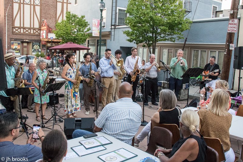 Musicians performing in downtown Peekskill at the Ray Blue tribute